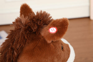 English Elm Kids Plush Rocking Horse Toddler Toy with Sound Box Hand Puppets and Secure Safety Belt W3723P374143
