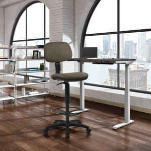 OSP Home Furnishings Sculptured Ergonomic Drafting Chair with Vinyl Upholstery for Studio and Lab Workspaces Dillon Java DC517V-R102
