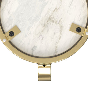 English Elm Sylvie Marble Side Table White & Gold — Handcrafted C-Shape End Table, Portable, Space-Saving Design B136P203464