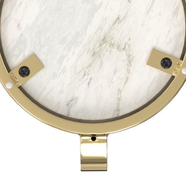 English Elm Sylvie Marble Side Table White & Gold — Handcrafted C-Shape End Table, Portable, Space-Saving Design B136P203464