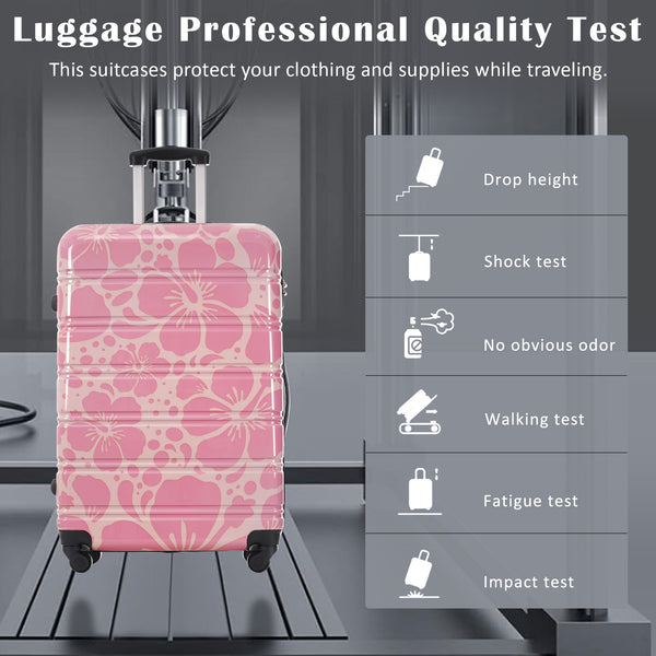 English Elm Hardshell Polycarbonate Luggage Set Three Piece Tsa Lock Spinner Travel Suitcases Pink N732P306618U
