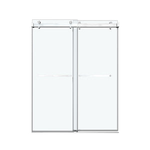 English Elm 68'' Frameless Double Sliding Shower Door with Tempered Glass and Spa Inspired Design Brushed Nickel B133P156471