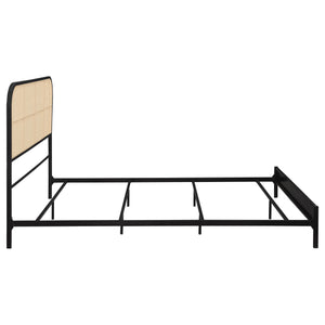 English Elm Kenneth Queen Bed Woven Rattan Headboard Steel Frame Coastal Boho Bedroom Accent B062P440084