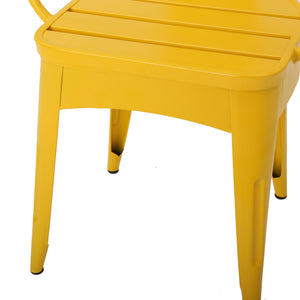 English Elm Colmar Outdoor Iron Bistro Set Powder Coated Slatted Armchairs Round Patio Table Yellow 56558.00MCY