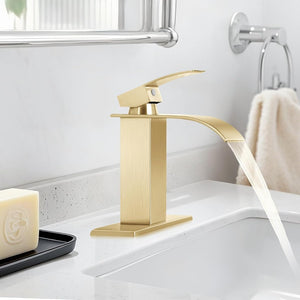 English Elm Single Handle Bathroom Faucet - Brushed Gold Lavatory Tap, Stainless Steel, Easy Install & Durable T3177P388148-GIGA