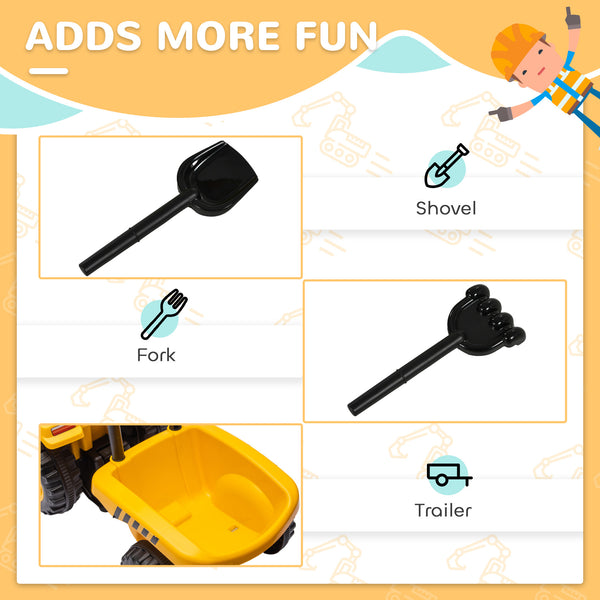 English Elm Qaba Caterpillar Licensed Toddler Excavator Ride on with Shovel Trailer and Horn W2225P249788