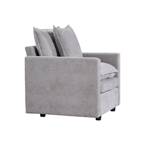 English Elm Chenille Solid Wood Frame Deep Seat Single Armchair with High-Density Foam Cushions & Toss Pillow Gray W1036P187127