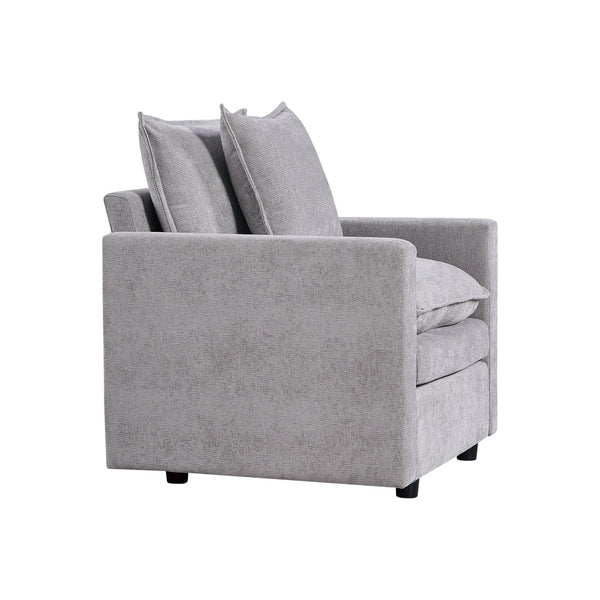 English Elm Chenille Solid Wood Frame Deep Seat Single Armchair with High-Density Foam Cushions & Toss Pillow Gray W1036P187127