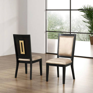 English Elm Contemporary Upholstered Dining Chairs Set of 2 | Gold Back Accent, Plush Seat & Back Comfort, Modern B2741P311019