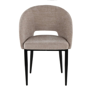 English Elm Chair Set of Two with Black Metal Frame and Upholstered Seat for Modern Dining B202S02107