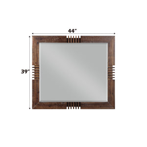 English Elm Andria Rustic Reclaimed Oak Finish Mirror with Beveled Glass, Polished Nickel Legs & Silver Hardware B2726P257351