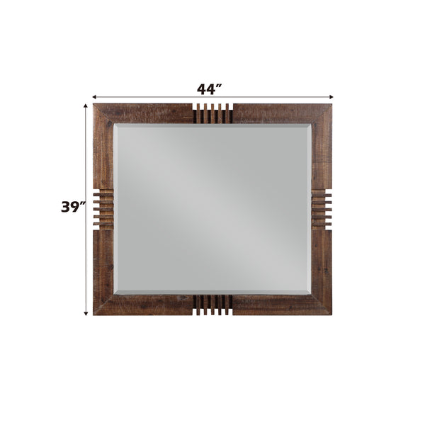 English Elm Andria Rustic Reclaimed Oak Finish Mirror with Beveled Glass, Polished Nickel Legs & Silver Hardware B2726P257351