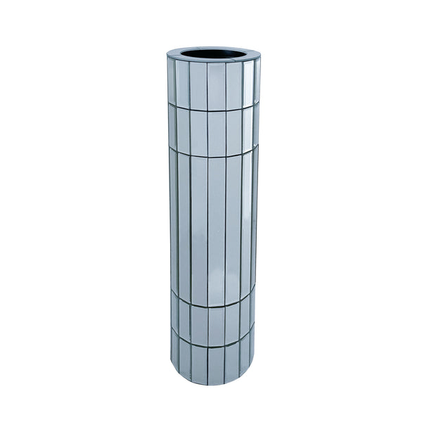 English Elm 29.92"(76cm)Tall Mirrored Silver Floor Vase Modern Round Decorative Glass & MDF Statement Piece for Living Rooms W3836P362090