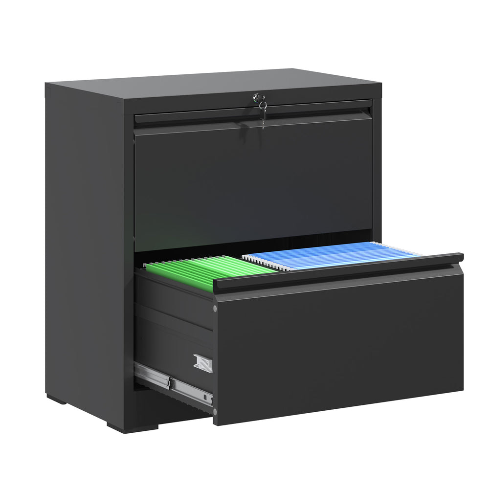 English Elm 2 Drawer Lateral File Cabinet With Lock - Durable Steel Filing Solution For Home Office Organization T2398P272106