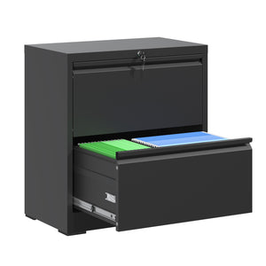 English Elm 2 Drawer Lateral File Cabinet With Lock - Durable Steel Filing Solution For Home Office Organization T2398P272106