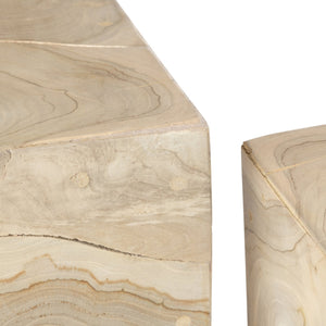 Crestview Collection Coastal Teak Wood Accent Table - Unique Square Pedestal With Natural Finish For Elegant Decor Display Tan Solid Wood Cvfdr1245