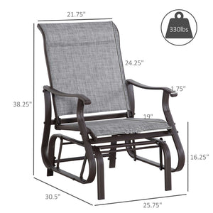 English Elm Outsunny Outdoor Glider Chair - Durable Steel Frame, Breathable Mesh, Perfect For Patio & Garden Comfort W2225P200748-GIGA