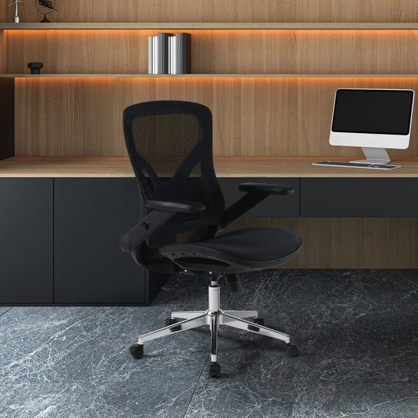 OSP Home Furnishings Matrix Ergonomic Mesh Manager Chair with 4d Arms Lumbar Support and Chrome Base EMH60949C-3