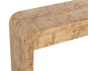 Sunpan ROWENA Console Table – Modern Burl Veneer Entryway Table with Sculptural Design for Sophisticated Decor 112668