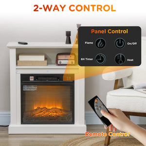 English Elm Homcom 27" Electric Fireplace With Realistic 3D Flame, Remote Control, Stylish Mantel, And Heater W2225P249855