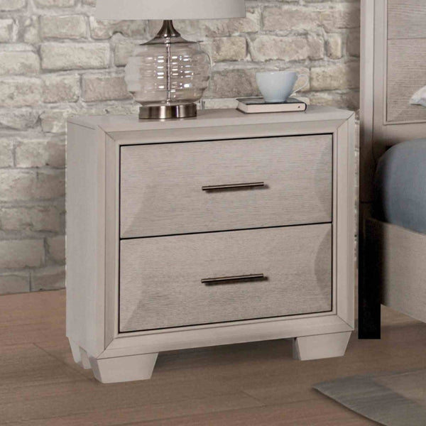 English Elm Transitional Solid Wood Nightstand with Dovetail Drawers and Felt Lining for Bedroom White Oak B2741P435294