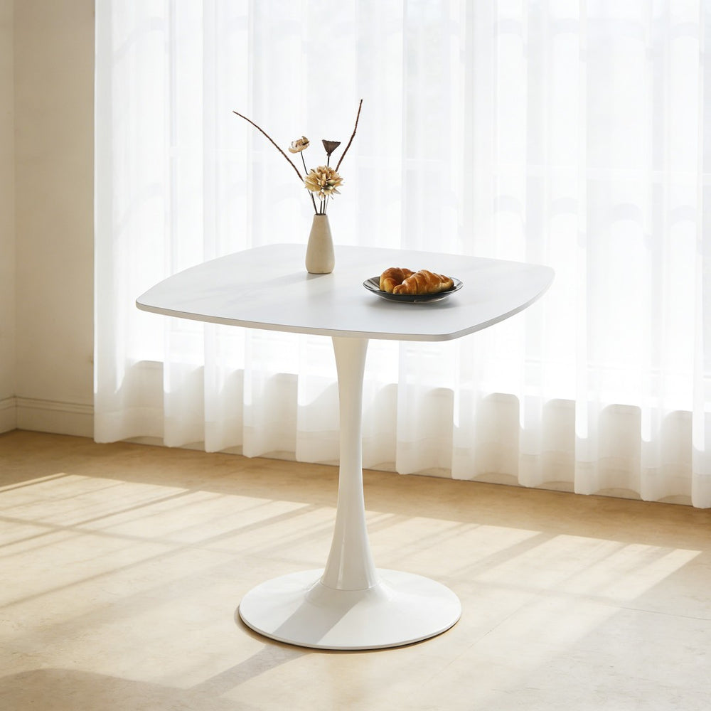 English Elm 1+4,5pieces Mid-century Dining Set White Mdf Top Tapered Metal Legs Seats Six W3766S00010