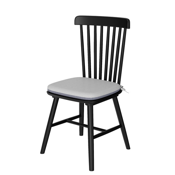 English Elm Farmhouse Solid Wood Kitchen Chairs Pair with Removable Cushions, Windsor Back, Mid-Century Charm Black+Grey T3833P366667