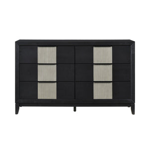 English Elm Contemporary Solid Wood Six Drawer Dresser with Reeded Panels for Modern Bedrooms B011P456451