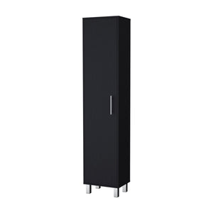 English Elm Wenge Slim 1-Door Storage Cabinet with 3 Broom Hangers, Metal Handle & Legs, Tall 70.8" High Organizer B062P205244
