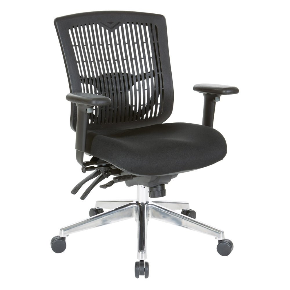 OSP Home Furnishings Contoured Plastic Back Manager Chair with Lumbar Support Foam Seat and Chrome Base 97898CBK-30