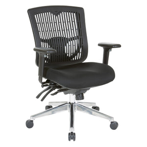 OSP Home Furnishings Contoured Plastic Back Manager Chair with Lumbar Support Foam Seat and Chrome Base 97898CBK-30