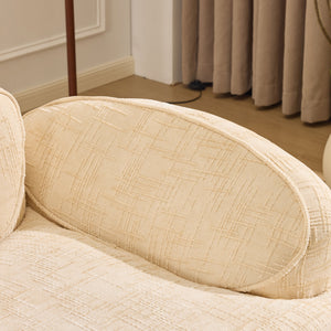 English Elm Beige Curved Two-Person Sofa with Chenille Fabric, Foam+Spring Support, 2 Pillows, Space-Saving Design W3612P350752