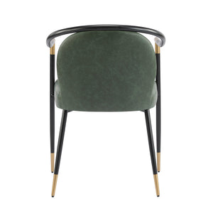 English Elm Christopher Knight Home® - Modern Upholstered Dining Chair with Gold-Tip Accents, Metal Armrests, Heathered Fabric, Set of Two Black+Green 35.75 L x 22.75 W x 22.5 H N776P195378G