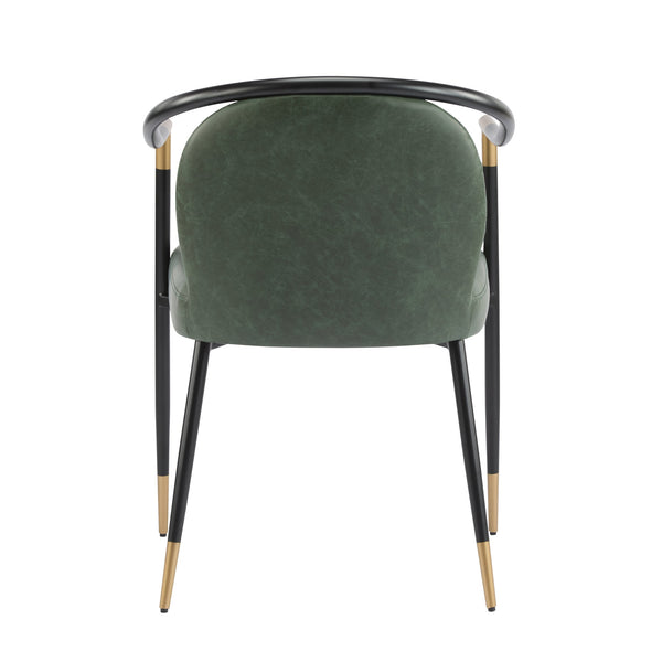 English Elm Christopher Knight Home® - Modern Upholstered Dining Chair with Gold-Tip Accents, Metal Armrests, Heathered Fabric, Set of Two Black+Green 35.75 L x 22.75 W x 22.5 H N776P195378G