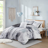 Intelligent Design Cassiopeia Modern/Contemporary Watercolor Tie Dye Printed Duvet Cover Set with Throw Pillow ID12-2389 Charcoal