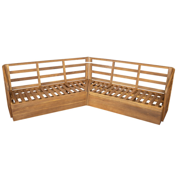 English Elm Christopher Knight Home® - Royal Acacia Patio Sectional Set With Plush Beige Cushions – Stylish, Durable, All-Season Comfort N773OS00052B