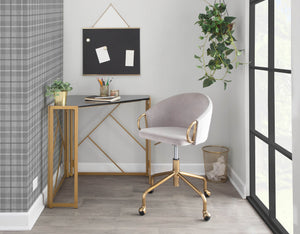 English Elm Task Chair with Black Velvet Seat and Glam Metal Base for Home Office Gold,Silver B202P474177
