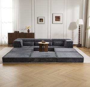 English Elm Compression Mahjong Sofa: Versatile Modular Floor Bed With Plush Fleece, No Assembly & Cozy Design W3723S00025