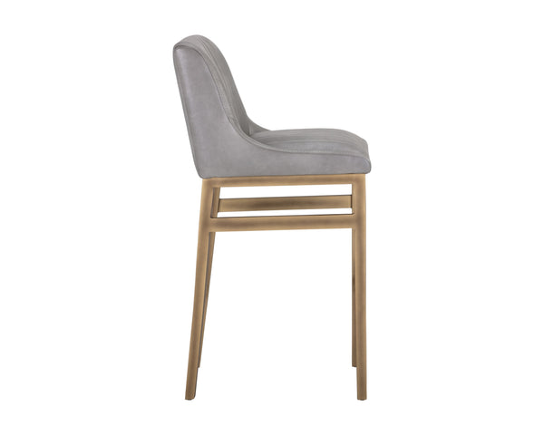 Sunpan Halden Urban Bar Stool with Bold Channel Tufting and Rustic Bronze Steel Frame for Stylish Spaces Bravo Metal