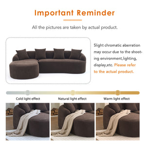 English Elm Compression Compression Sponge Sofa Curved Modular Sectional with 30D High-Density Chenille Sleeper for Cozy Apartment Living Room Comfort and Safe Rounded Design Brown W2231S00029
