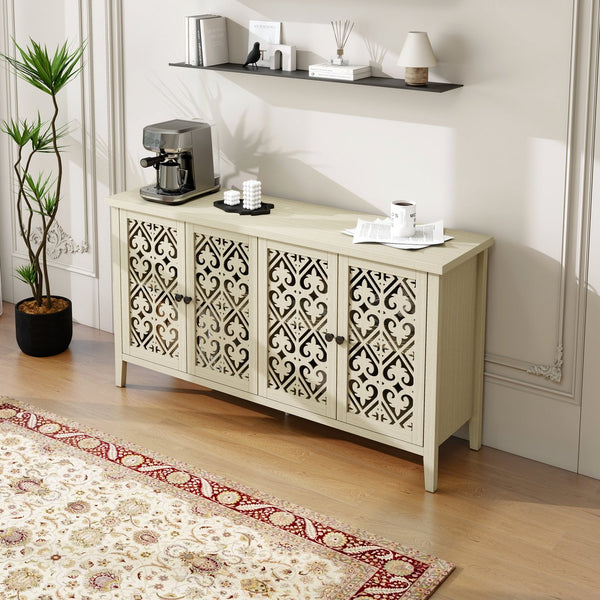English Elm Hollowed-Out Cabinet With 4 Doors - Stylish American Furniture For Living Room, Bedroom & Study W688P223025