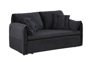 English Elm 3 In 1 Sleeper Sofa Couch Bed - Modern Black Fabric, Adjustable Comfort For Small Spaces & Guests W1420P225085