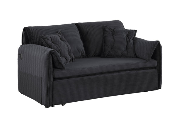 English Elm 3 In 1 Sleeper Sofa Couch Bed - Modern Black Fabric, Adjustable Comfort For Small Spaces & Guests W1420P225085