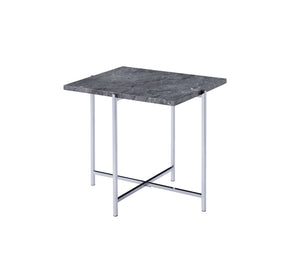 English Elm Adelae Sleek Faux Marble Top End Table with Chrome X-Base, Modern Durable MDF Design for Living Rooms B2726P271194