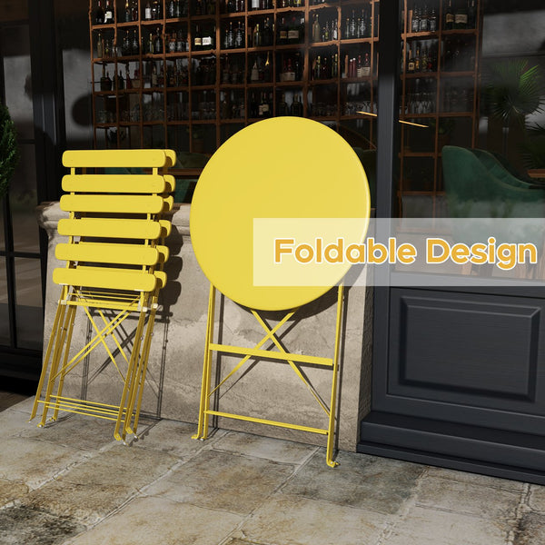 English Elm Bistro Outdoor Folding 3 Piece Patio Set with Powder Coated Steel Frame for Balcony W3979P394151