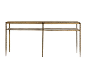 Sunpan Naini Console Table - Handcrafted Iron Design With Antique Brass Finish & Extra Storage Shelf Gold Iron 111831