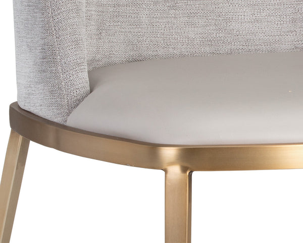 Sunpan Dover Luxurious Dining Chair Set - Contemporary Design with Faux Leather and Gold Steel Legs Napa Stone / Polo Club Stone