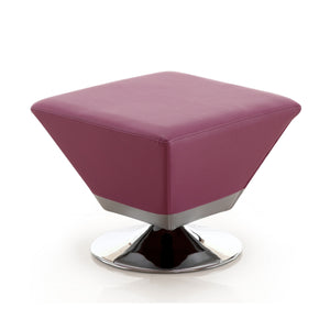 English Elm Diamond Vegan Leather Accent Ottoman with Chrome Swivel Base, Beveled Square Top & Foam Pad Purple B365P397863