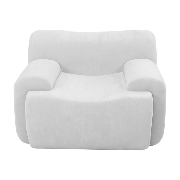 English Elm Wide Chenille Accent Chair Oversized Cozy Seat for Bedroom Living or Studio Spaces Beige W5385P433247