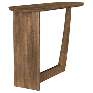 English Elm Alamitos Sculptural Brown Oval Mango Wood Console Table with L‑Legs — Elegant Entryway Statement Piece B062P299786